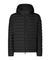 Save The Duck Logo-patch Padded Hooded Jacket In Black