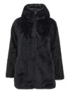 Save The Duck Hooded Faux Fur Coat In Black