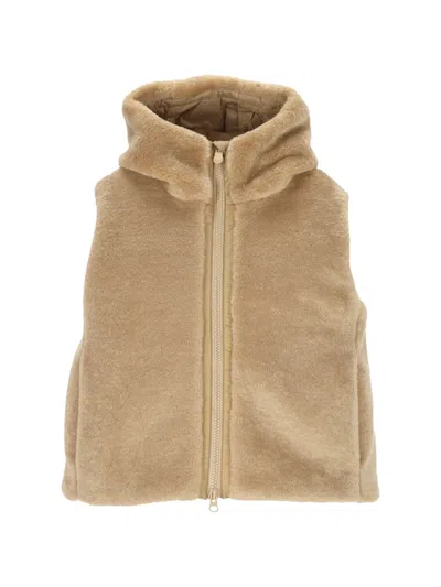 Save The Duck Hooded Faux-fur Gilet In Brown