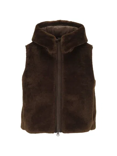 Save The Duck Hooded Faux-fur Gilet In Pink