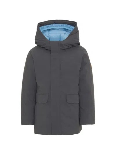 Save The Duck Kids' Hooded Padded Coat In Gray