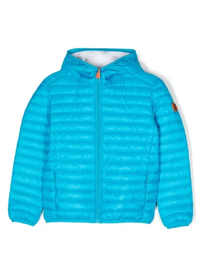 Save The Duck Kids' Hooded Padded Jacket In Blue