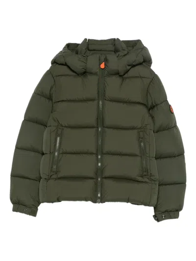 Save The Duck Kids' Hooded Padded Jacket In Green