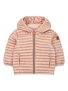 Save The Duck Pink Lucy Down Jacket For Baby Girl With Logo In Neutrals