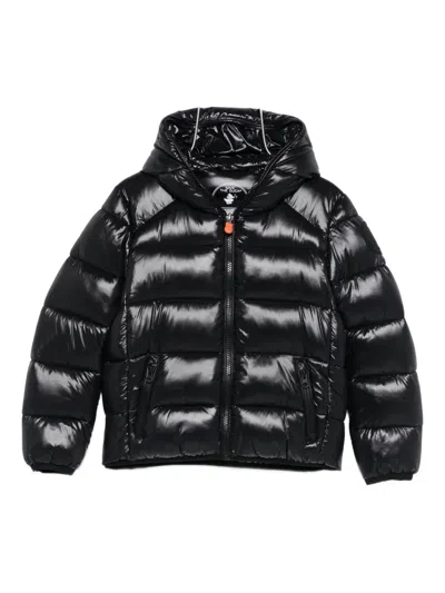 Save The Duck Kids' Hooded Puffer Jacket In Black