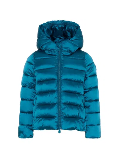 Save The Duck Kids' Hooded Puffer Jacket In Blue