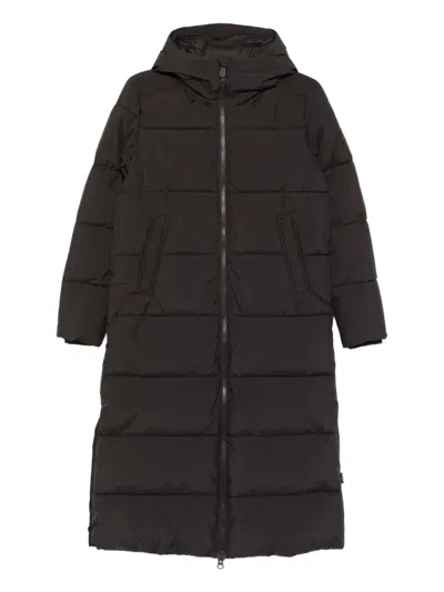Save The Duck Hooded Quilted Coat In Brown