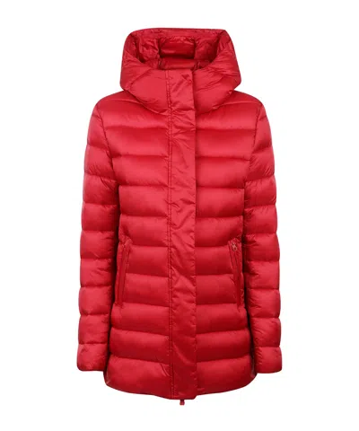 Save The Duck Hooded Quilted Coat In Red