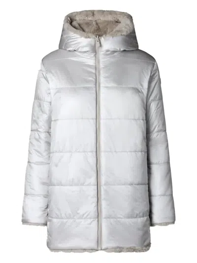 Save The Duck Hooded Quilted Faux-fur Coat In Gray