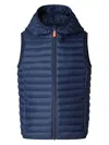 Save The Duck Hooded Quilted Gilet In Blue
