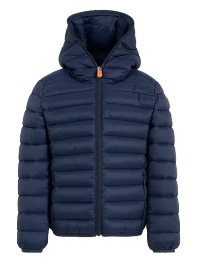 Save The Duck Hooded Quilted Jacket In Blue