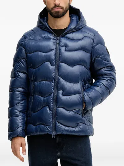 Save The Duck Hooded Quilted Jacket In Blue
