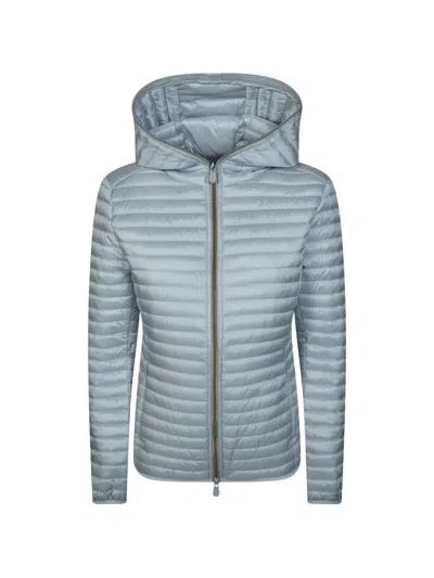 Save The Duck Hooded Quilted Jacket In Blue
