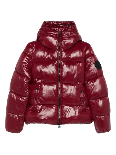 Save The Duck Hooded Quilted Jacket In Red