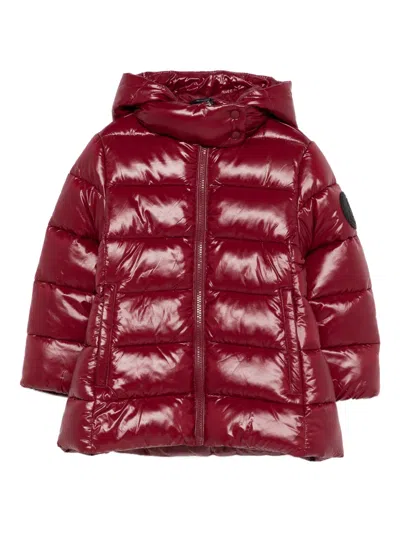 Save The Duck Kids' Hooded Quilted Jacket In Red