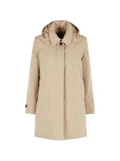 Save The Duck Hooded Single-breasted Jacket In Neutral