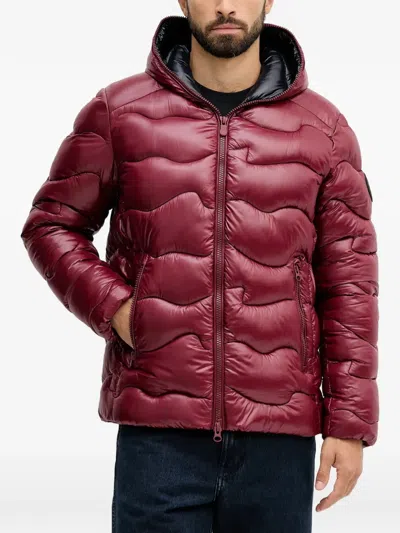 Save The Duck Hooded Wavy Quilted Jacket In Pink