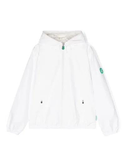 Save The Duck Kids' Hooded Windbreaker Jacket In White