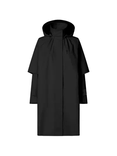 Save The Duck Hooded Zip Coat In Black