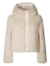 Save The Duck Dada Beige Jacket With Hood And Logo Patch On The Sleeve In Ecofur Woman In Neutral
