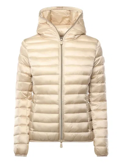 Save The Duck Hooded Zip-up Coat In Neutral