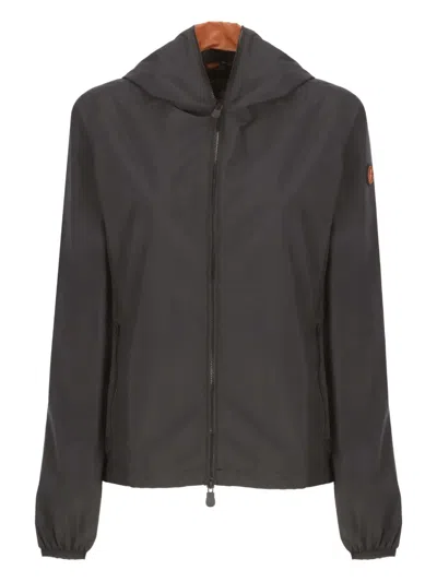 Save The Duck Hooded Zip-up Jacket In Black