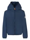 Save The Duck Hooded Zip-up Padded Jacket In Blue