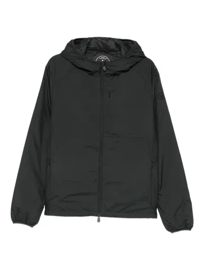 Save The Duck Hooded-zipped Jacket In Black