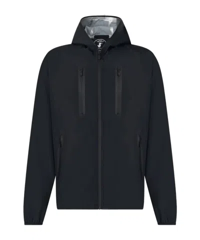 Save The Duck Hooded Zip-up Coat In Black
