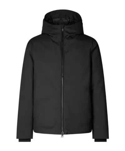 Save The Duck Hooded Zip-up Jacket In Black