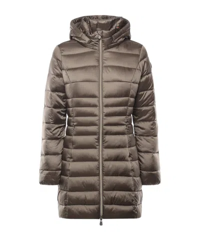 Save The Duck Hooded Zip-up Jacket In Brown