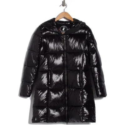 Save The Duck Ines Hooded Puffer Jacket In Black