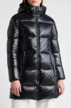 Save The Duck Ines Water Repellent Hooded Quilted Longline Puffer Coat In Black