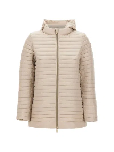 Save The Duck Iris22 Alima Removable Hood Padded Jacket In Brown