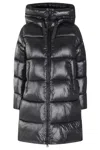 Save The Duck Long Quilted Down Jacket With High Collar And Plumtech Insulation In Black