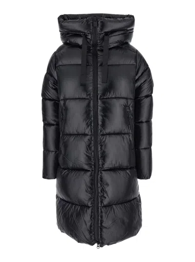 SAVE THE DUCK 'ISABEL' BLACK OVERSIZED DOWN JACKET WITH HOOD IN NYLON WOMAN