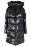 Save The Duck Isabel Hooded Long Puffer Jacket In Black