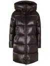 Save The Duck Isabel Hooded Long Puffer Jacket In Brown