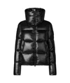 Save The Duck Isla Laquered Puffer Jacket In Black