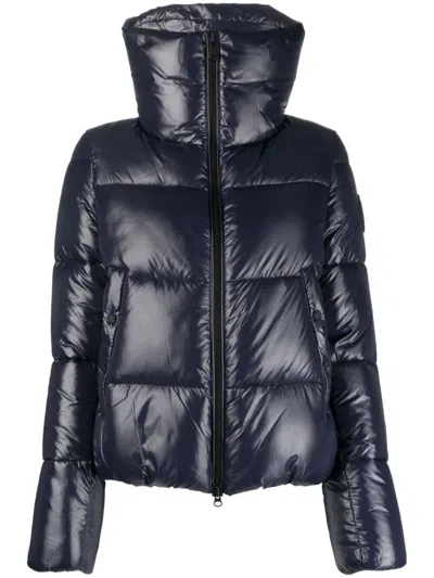 Save The Duck Isla Laquered Puffer Jacket In Blau