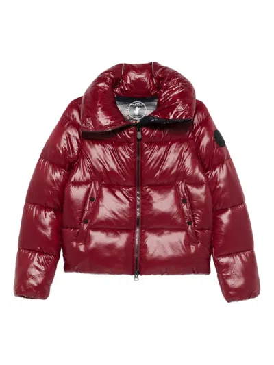 Save The Duck Isla Quilted Shiny Jacket In Brown