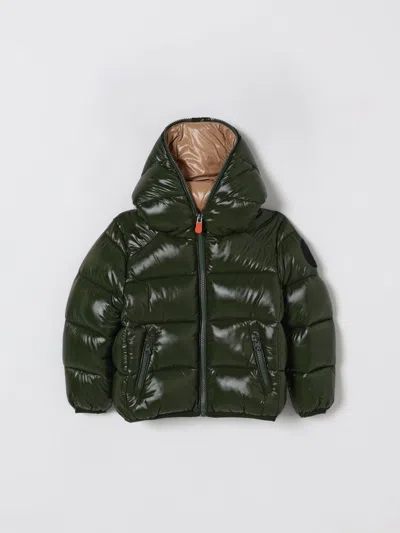 Save The Duck Kids' Logo-patch Zip-up Padded Jacket In Green