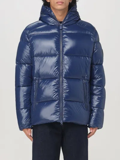 Save The Duck Logo-patch Padded Hooded Jacket In Blau