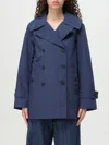Save The Duck Double-breasted Blue Coat With Tailored Silhouette In Blue