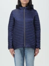 Save The Duck Quilted Hooded Jacket With Full-length Zipper In Navy