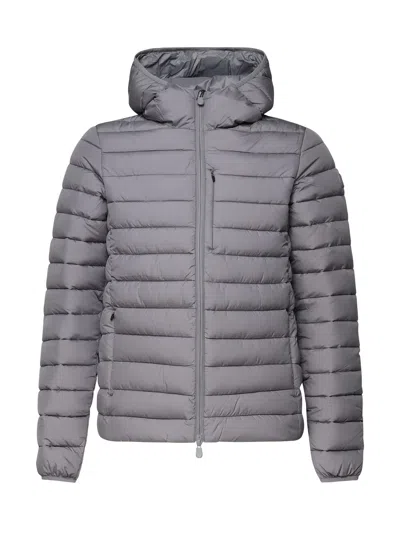 Save The Duck Logo-appliqué Puffer Jacket In Grey