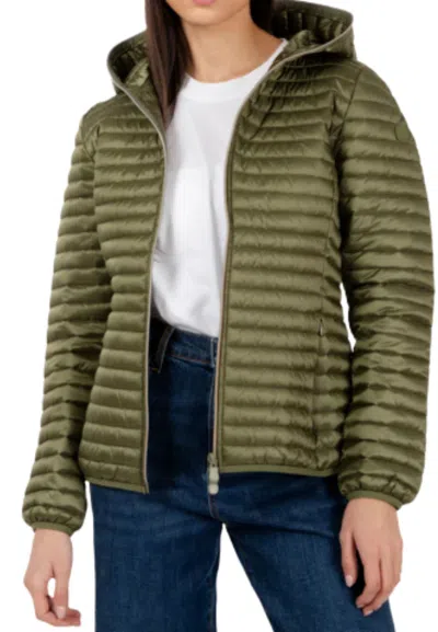 Save The Duck Jacket With Hood Woman  Alexa Cactus Green