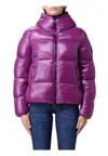Save The Duck Purple Down Jacket Frontal Zip Closure In Multi