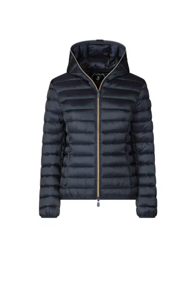 Save The Duck Jacket With Hood Woman  D33620w-iris21-10 Alexis In Blue