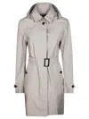 Save The Duck Tailored Trench Coat With Belted Waist In Gray